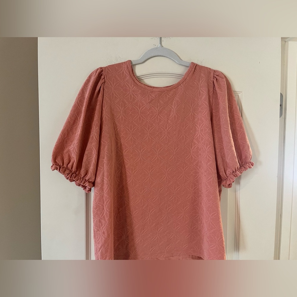 Lauren Conrad Light Pumpkin Women's Puff Sleeve Blouse Size Large - Picture 8 of 13